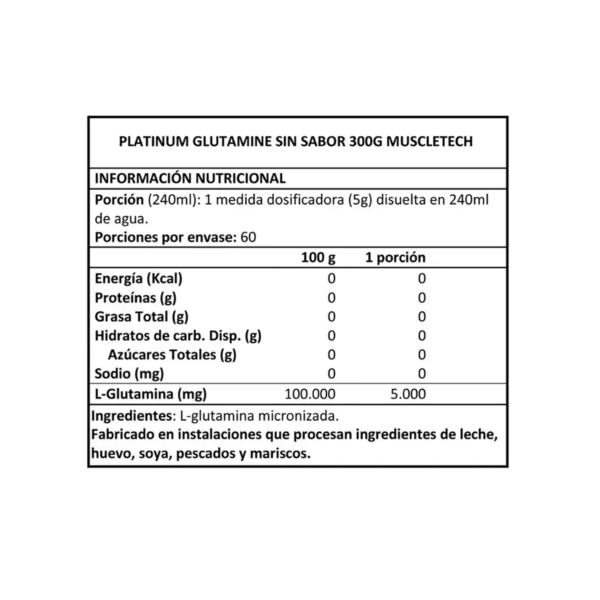 MUSCLETECH Platinum 100% Glutamine 300g - Imagen 3