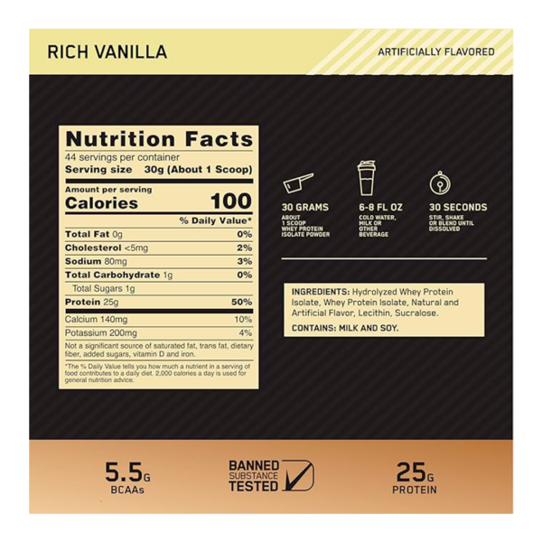 ON 100% Isolate Gold Standard 5LB - Imagen 3